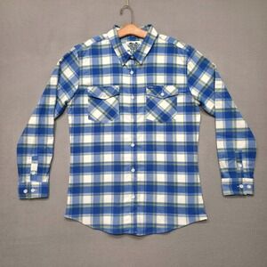 El Hefe Motorcycle Women's Blue Plaid Long Sleeve Button Up Shirt/Flannel Sz 2XL